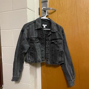Forever 21 Cropped Grey Denim Jean Jacket